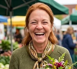 Smiling woman at the market